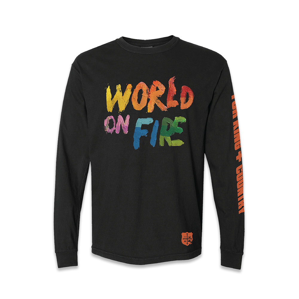 World on Fire Long Sleeve Tee - Black